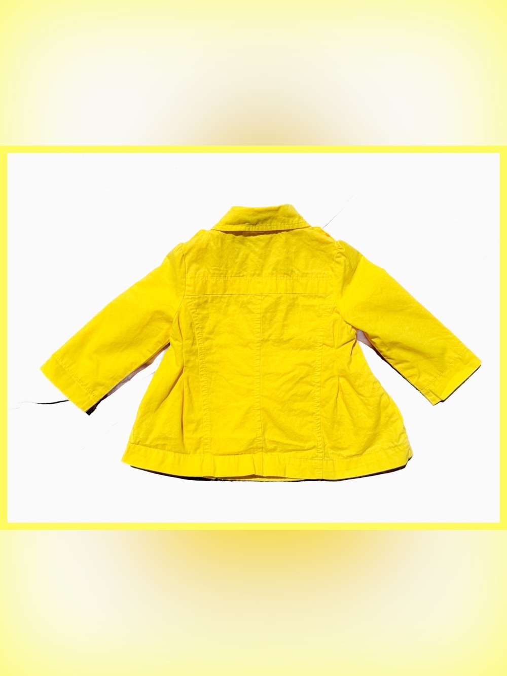 Yellow Peacoat Trench Coat Jacket 12 mo Classic Portrait Picture Girl GUC Retro - Picture 2 of 5